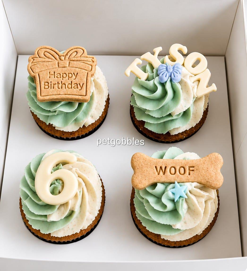 A box of fresh Pet Gobbles pupcakes