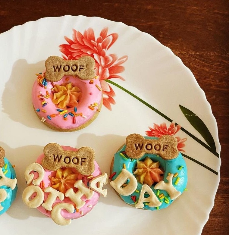 Fresh-baked WOOF doughnuts by Pet Gobbles
